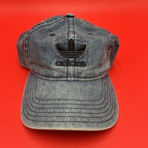 Adidas Trefoil Logo Retro Floppy Hat Baseball Cap Acid Wash Blue Denim Strapback